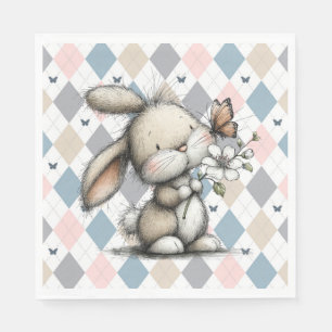 Serviette En Papier Lapin fantaisiste de printemps