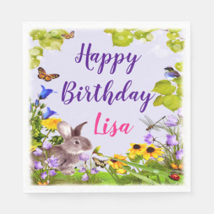 Serviette En Papier Lapin Floral Rabbit fête d'anniversaire