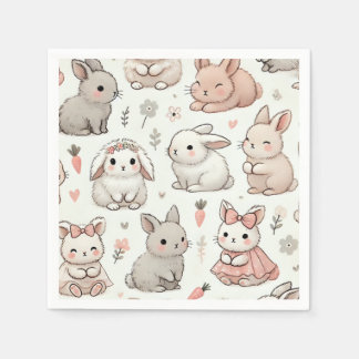 Serviette En Papier Lapin Fluffy : Baby shower doux et élégant serviet