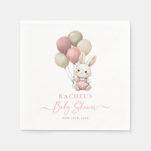 Serviette En Papier Lapin Lapin Balloon rose bébé fille Douche