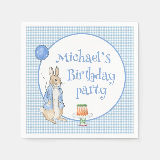 Serviette En Papier Lapin Lapin Bleu fête d'anniversaire (Devant)