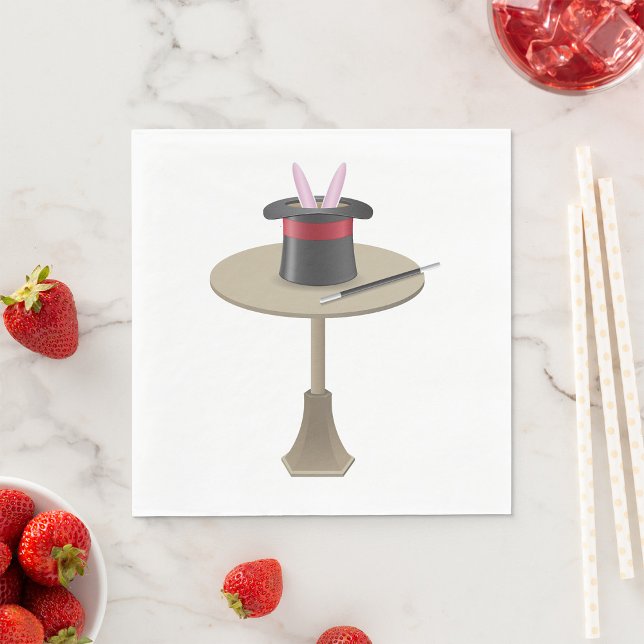 Serviette En Papier Lapin Magique dans un Chapeau avec Baguette (Créateur téléchargé)
