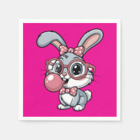 Lapin mignon avec des lunettes qui souffle du chew