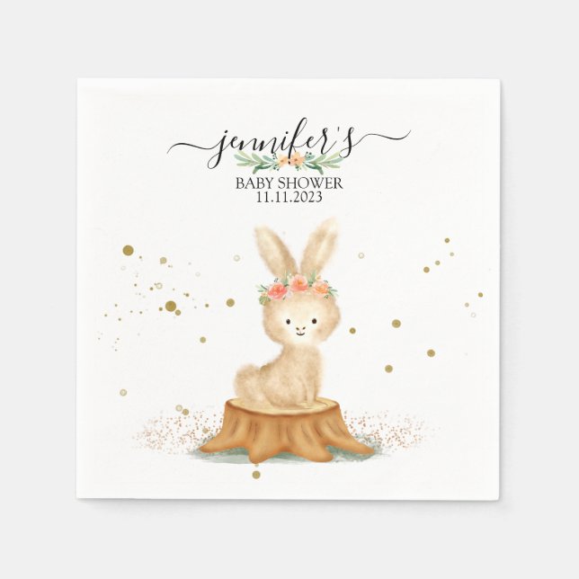 Serviette En Papier Lapin mignon bébé nouveau-né faune (Devant)