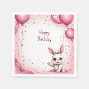 Serviette En Papier Lapin Mignon Bébé Rose 🐰