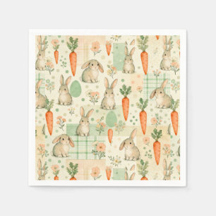 Serviette En Papier Lapin Mignon & Motif Cottage Carotte (1)