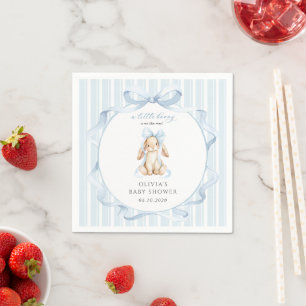 Serviette En Papier Lapin Mignon, Nœud Bleu, Rayures Bleues, Baby Show