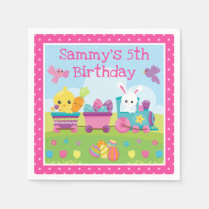 Serviette En Papier Lapin Mignon, Poussin & Œufs en Chocolat Train Ann