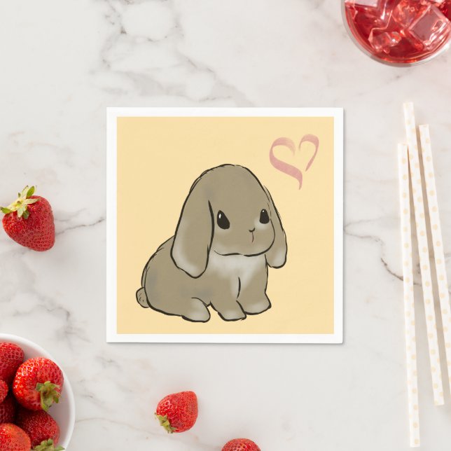 Serviette En Papier Lapin nain hollandais (En situation)