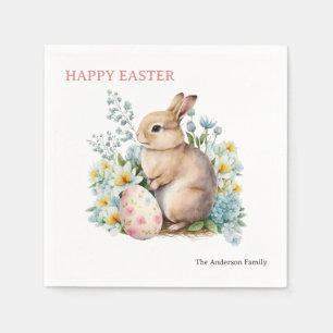 Serviette En Papier Lapin & Oeuf Floral