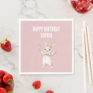 Serviette En Papier Lapin Papillon Fard Rose Anniversaire