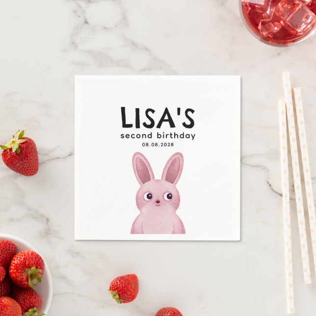 Serviette En Papier Lapin rose (En situation)