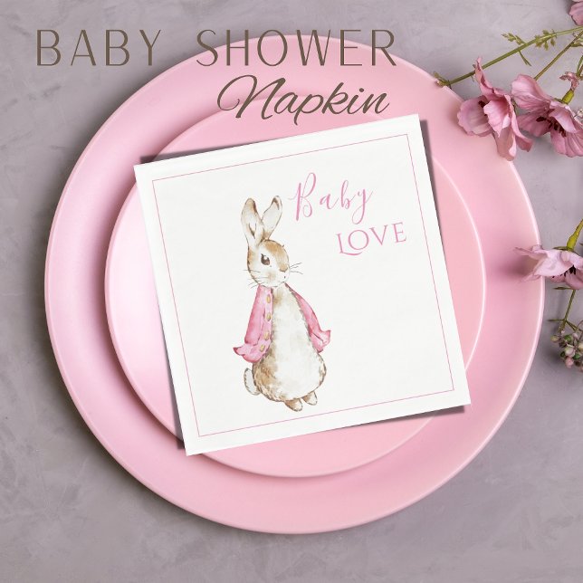 Serviette En Papier Lapin Rose Lapin Baby shower rose (Créateur téléchargé)
