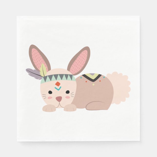 Serviette En Papier Lapin Tribal Napkin (Devant)