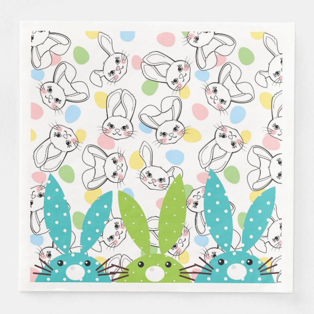 Serviette En Papier Lapins de Pâques (Devant)