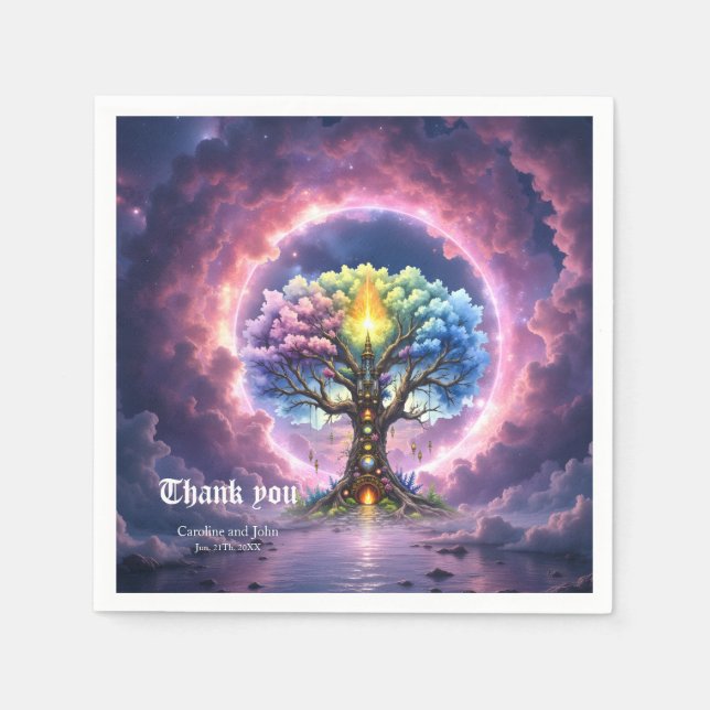 Serviette En Papier L'Arbre Céleste des Royaumes Éternels.  (Devant)