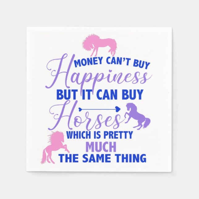 Serviette En Papier L'argent peut acheter des chevaux Rose Violet    (Devant)