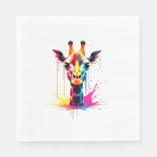 Serviette En Papier L'art animal africain La girafe colorée pour drôle