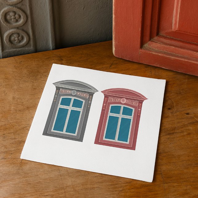 Serviette En Papier L'Art Architectural Ornate De Fenêtre Européenne (Créateur téléchargé)