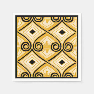 Serviette En Papier L'art déco fait Perse (jaune et noir)