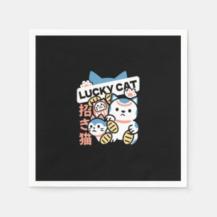 Serviette En Papier L'art du chat chanceux – Maneki Neko avec pièce d'