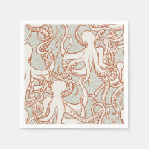 L'art en ligne de la pieuvre | Serviettes (Orange