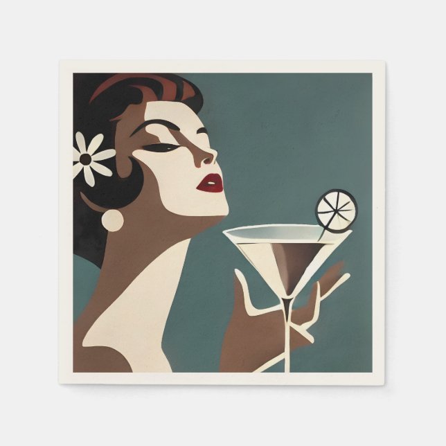Serviette En Papier L'art moderne du milieu du siècle La DIva Martini (Devant)