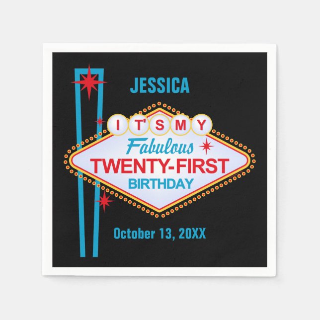 Serviette En Papier Las Vegas 21e anniversaire (Devant)