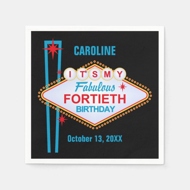 Serviette En Papier Las Vegas 40e anniversaire (Devant)