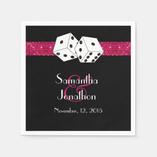Serviette En Papier Las Vegas Mariage Dice Thème Hot rose Faux Parties