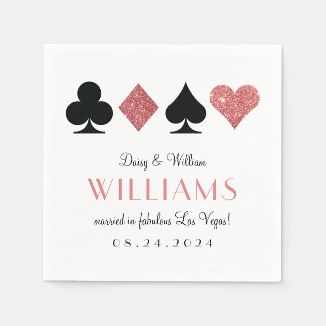 Serviette En Papier Las Vegas Mariage rose et noir Cocktail Napkin (Devant)
