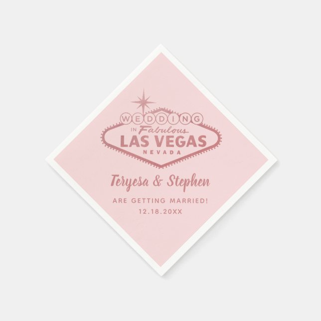 Serviette En Papier Las Vegas Mariage Rose or rose (Coin)