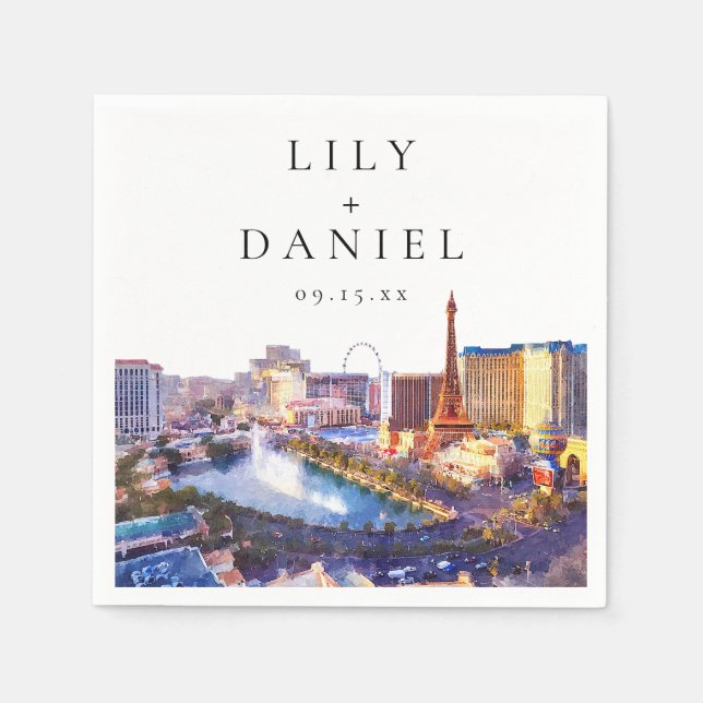 Serviette En Papier Las Vegas Nevada Watercolor Destination Wedding (Devant)