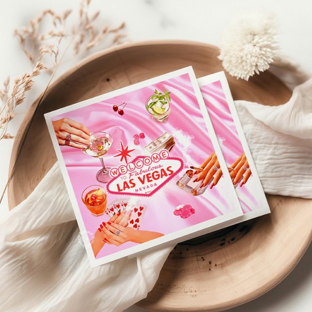 Serviette En Papier Las Vegas Poker Filles Soirée Rose (Créateur téléchargé)