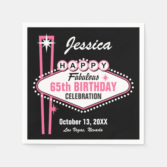 Serviette En Papier Las Vegas rose heureux (Devant)