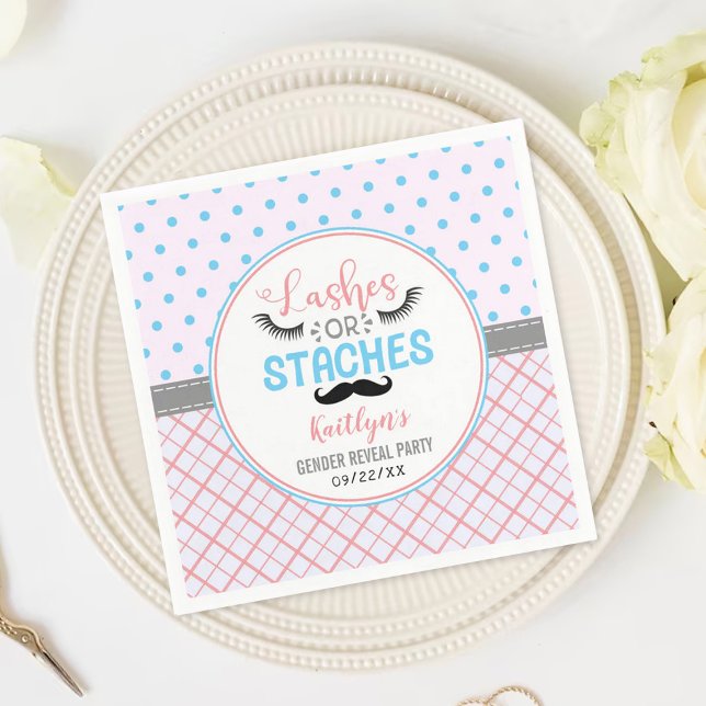 Serviette En Papier "Lashes Ou Staches" Parti Moderne De Révélation De (Créateur téléchargé)