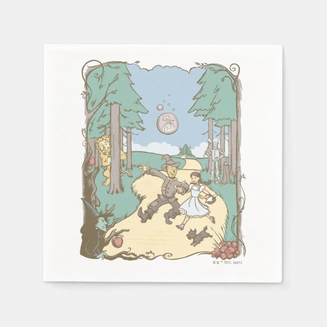 Serviette En Papier L'Assistant D'Oz™ | Storbook Yellow Brick Road (Devant)
