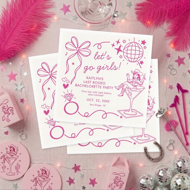 Serviette En Papier Last Rodeo Disco Cowgirl Bachelorette Party (Créateur téléchargé)