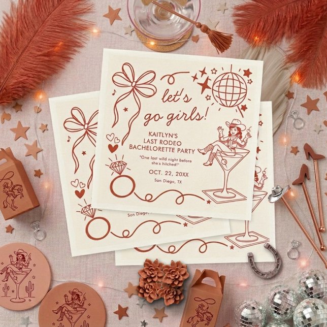 Serviette En Papier Last Rodeo Disco Cowgirl Bachelorette Party (Créateur téléchargé)