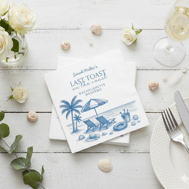 Serviette En Papier Last Toast on the Coast Beach Bachelorette Party  (Créateur téléchargé)