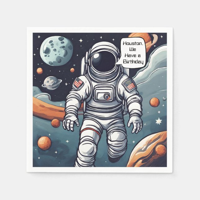 Serviette En Papier L'Astronaut Houston, Nous Avons Un Anniversaire ! (Devant)