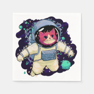 Serviette En Papier L'astronaute Chat coloré