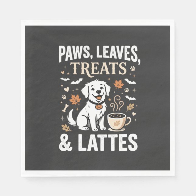 Serviette En Papier Latté Chute de Chien Halloween (Devant)