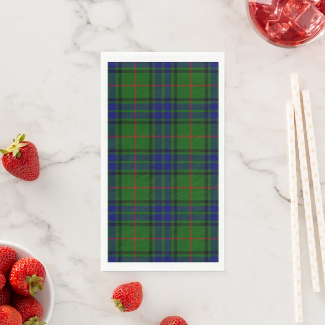 Serviette En Papier Lauder tartan bleu vert plaid (En situation)