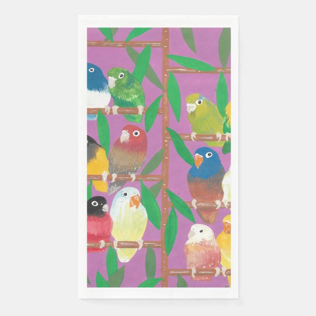 Serviette En Papier Lauren Rosenberg Parakeet Original Grand Vertical (Devant)