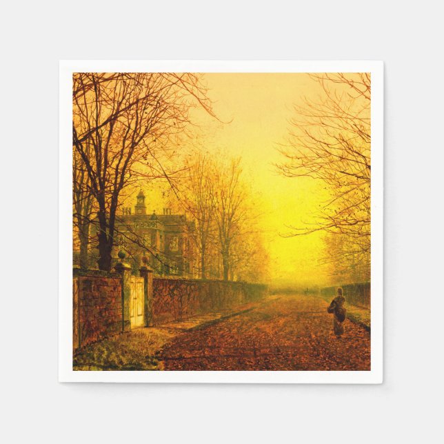 Serviette En Papier L'automne doré John Atkinson Grimshaw (Devant)