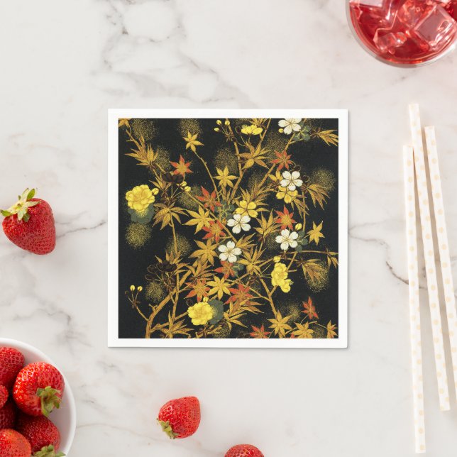 Serviette En Papier L'automne japonais laisse l'art classique antique  (En situation)