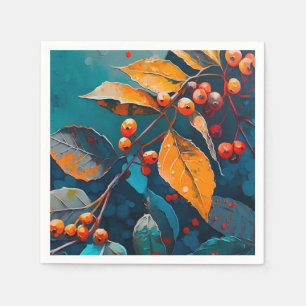 Serviette En Papier L'automne laisse de l'huile peinte. Nature feuilla