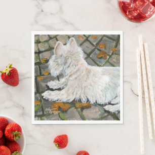 Serviette En Papier L'automne laisse Westie sur Patio