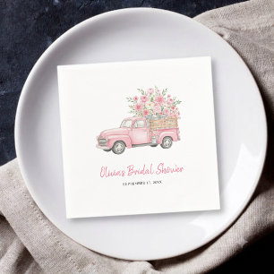 Serviette En Papier Lavage à l'eau Rose Floral Vintage Camion Enterrem